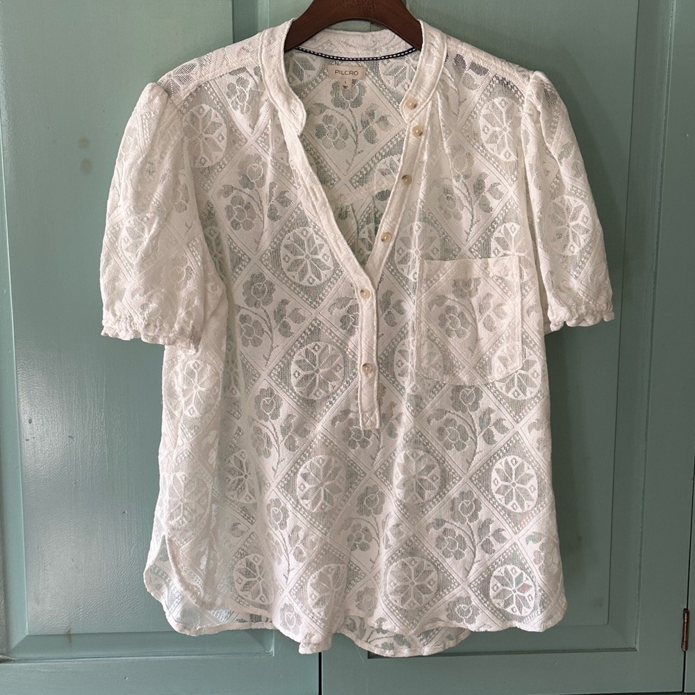 Pilcro White Lace Blouse